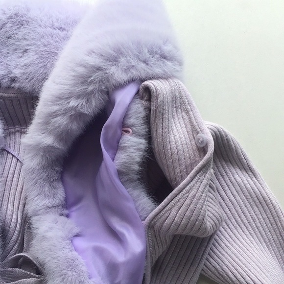 Zara lilac light purple faux fur ribbed cardigan sweater - Picture 12 of 13